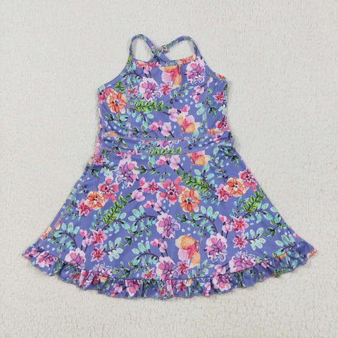 GSD2279 Flower Purple Yoga Girl's Dress Onesie