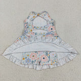 GSD2281 Flower Mint Yoga Girl's Dress Onesie