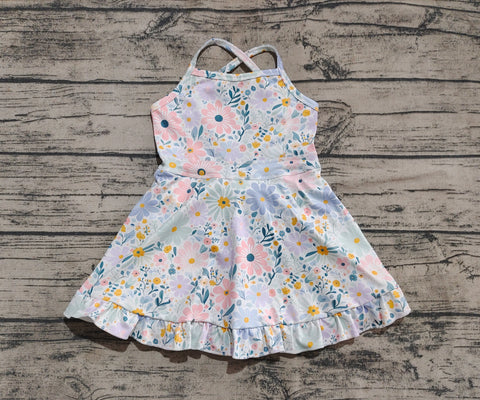 Preorder GSD2281 Flower Mint Yoga Girl's Dress Onesie