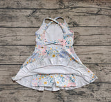 Preorder GSD2281 Flower Mint Yoga Girl's Dress Onesie
