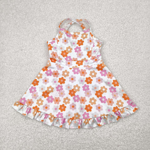 GSD2282 Flower Orange Yoga Girl's Dress Onesie