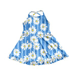 Preorder GSD2283 Flower Blue Yoga Girl's Dress Onesie