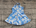 Preorder GSD2283 Flower Blue Yoga Girl's Dress Onesie