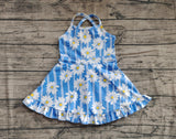 Preorder GSD2283 Flower Blue Yoga Girl's Dress Onesie