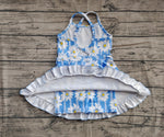 Preorder GSD2283 Flower Blue Yoga Girl's Dress Onesie