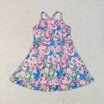 GSD2284 Flower Blue Pink Yoga Girl's Dress Onesie