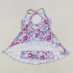 GSD2285 Flower Purple Yoga Girl's Dress Onesie