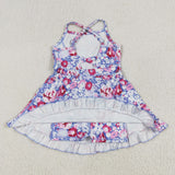 GSD2285 Flower Purple Yoga Girl's Dress Onesie