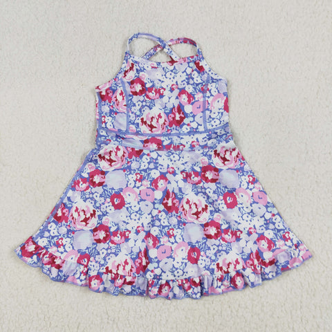 GSD2285 Flower Purple Yoga Girl's Dress Onesie
