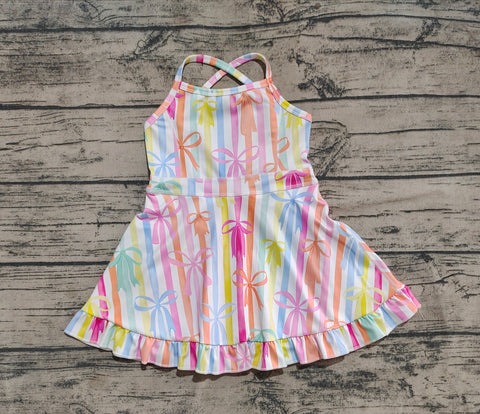 Preorder GSD2288 Colorful Bows Yoga Girl's Dress Onesie