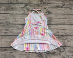 Preorder GSD2288 Colorful Bows Yoga Girl's Dress Onesie