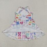 GSD2291 Colorful Coquette Bows Yoga Girl's Dress Onesie