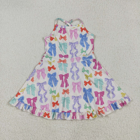 GSD2291 Colorful Coquette Bows Yoga Girl's Dress Onesie