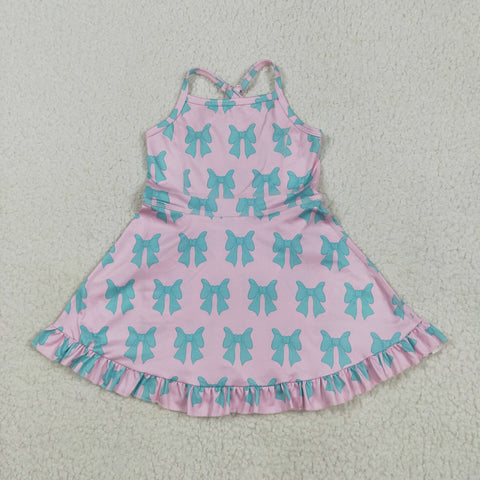 GSD2293 Bows Pink Green Yoga Girl's Dress Onesie