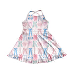 Preorder GSD2295 Flower Bows Pink Yoga Girl's Dress Onesie