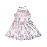 Preorder GSD2295 Flower Bows Pink Yoga Girl's Dress Onesie