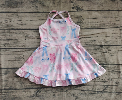 Preorder GSD2295 Flower Bows Pink Yoga Girl's Dress Onesie