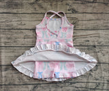 Preorder GSD2295 Flower Bows Pink Yoga Girl's Dress Onesie