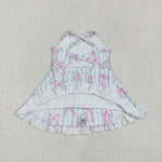 GSD2297 Bows Stripe Yoga Girl's Dress Onesie