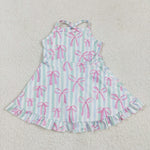 GSD2297 Bows Stripe Yoga Girl's Dress Onesie