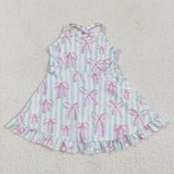 GSD2297 Bows Stripe Yoga Girl's Dress Onesie