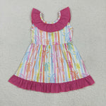 GSD2322 Coquette Bows Colorful Stripe Girl's Dress