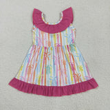 GSD2322 Coquette Bows Colorful Stripe Girl's Dress