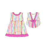 Preorder GSD2322 Coquette Bows Colorful Stripe Girl's Dress