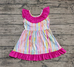 Preorder GSD2322 Coquette Bows Colorful Stripe Girl's Dress