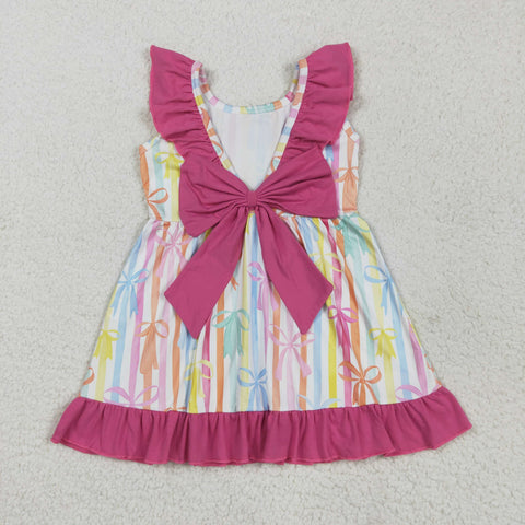 GSD2322 Coquette Bows Colorful Stripe Girl's Dress
