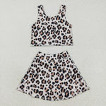 GSD2327 Fashion Leopard Yoga Girls Skorts Set