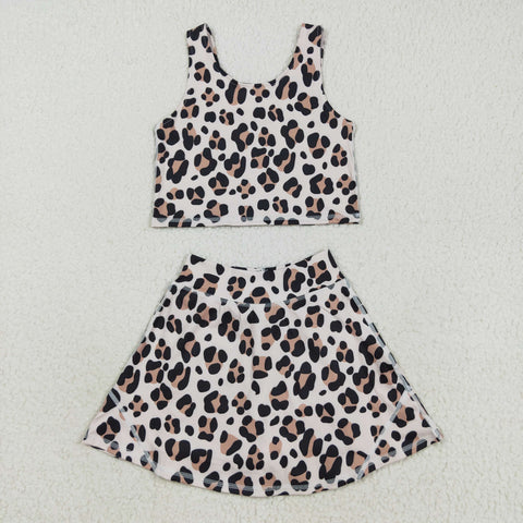 GSD2327 Fashion Leopard Yoga Girls Skorts Set