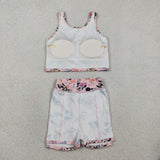 GSD2332 Cartoon Mouse Star Yoga Girls Skorts Set