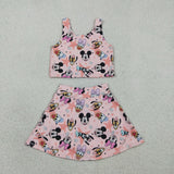 GSD2332 Cartoon Mouse Star Yoga Girls Skorts Set