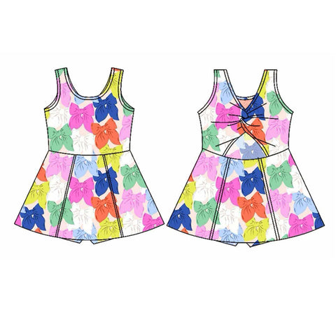 Preorder 04.09 GSD2339 Coquette Bows Colorful Yoga Girl's Dress Onesie