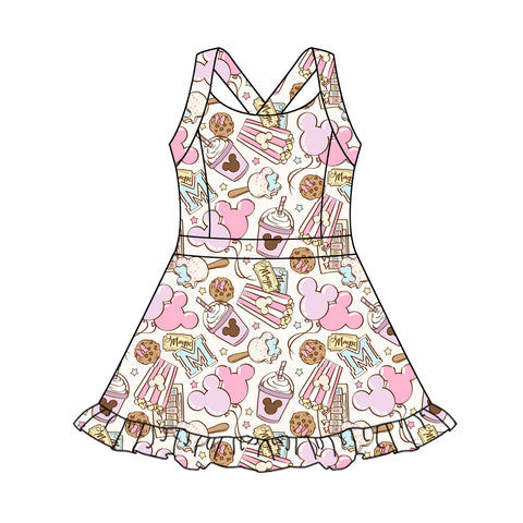 Preorder 04.09 GSD2341 Cartoon Mouse Pink Yoga Girl's Dress Onesie