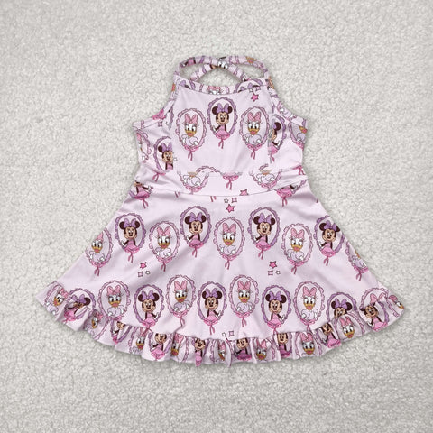 GSD2343 Cartoon Bows Star Yoga Girl's Dress Onesie
