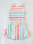 Preorder GSD2348 Colorful Stripe Yoga Girls Skorts Set
