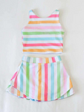 Preorder GSD2348 Colorful Stripe Yoga Girls Skorts Set