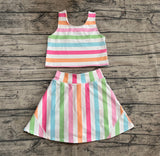 Preorder GSD2348 Colorful Stripe Yoga Girls Skorts Set