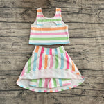 Preorder GSD2348 Colorful Stripe Yoga Girls Skorts Set