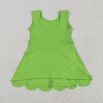 GSD2351 Green Solid Color Yoga Girl's Dress Onesie