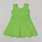 GSD2351 Green Solid Color Yoga Girl's Dress Onesie