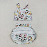 GSD2353 Cartoon Mouse Cute Yoga Girls Skorts Set