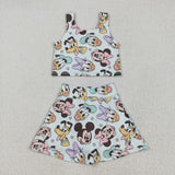 GSD2353 Cartoon Mouse Cute Yoga Girls Skorts Set