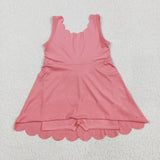 GSD2371 Pink Solid Color Yoga Girl's Dress Onesie