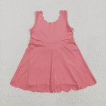 GSD2371 Pink Solid Color Yoga Girl's Dress Onesie