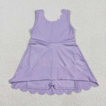 GSD2372 Purple Solid Color Yoga Girl's Dress Onesie