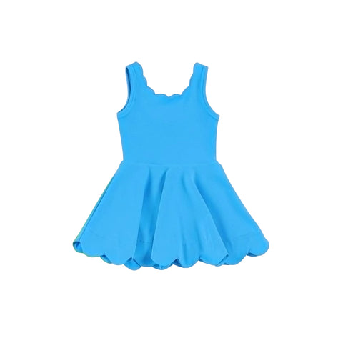 Preorder 04.14 Blue Solid Color Yoga Girl's Dress Onesie