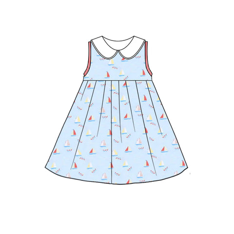 Preorder 04.14 Sailboat Red Stripe Girl's Dress